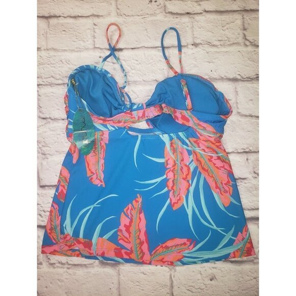 NEW Mynah Women's Size Small 2pc Blue Tropical Tankini Swimsuit Set - Picture 3 of 7